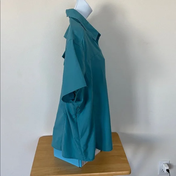 REI Tactel Nylon Turquoise Women's Short Sleeve Hiking Shirt Size 1X - Picture 4 of 12